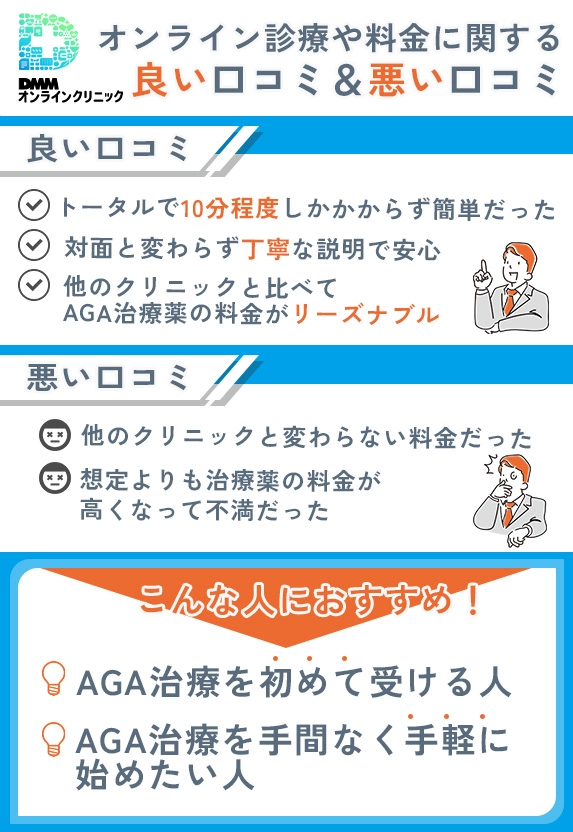 DMMオンラインクリニックのAGA治療に関する口コミまとめ